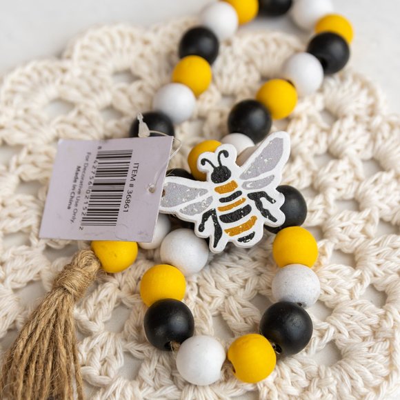 Beaded Garland HONEY BEES 23" String Beads Farmhouse Spring Home Decor - Picture 5 of 7